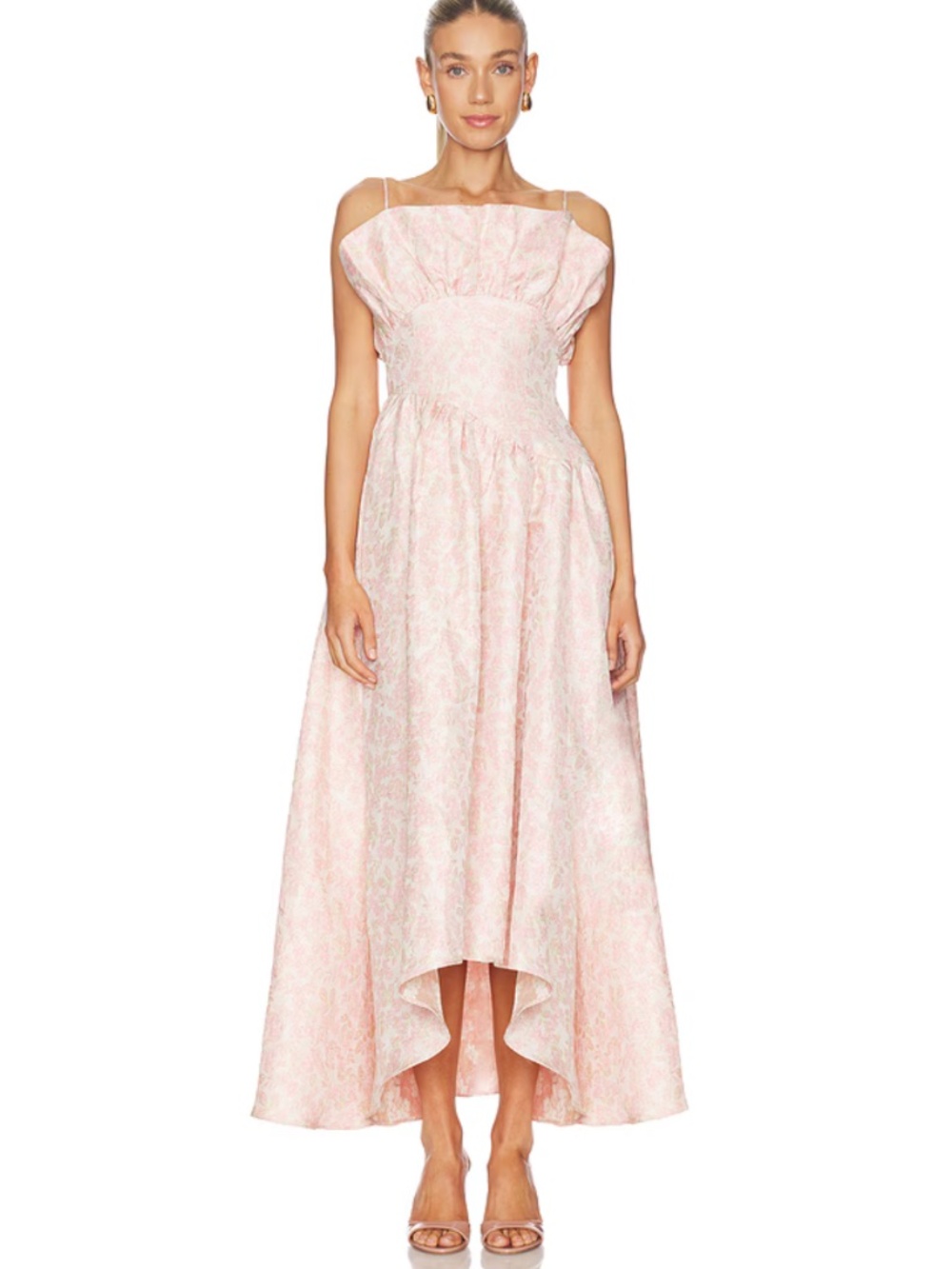 FLORALIE STRAPLESS GOWN IN LIGHT PINK MULTI ELLIATT - Picture 1 of 7